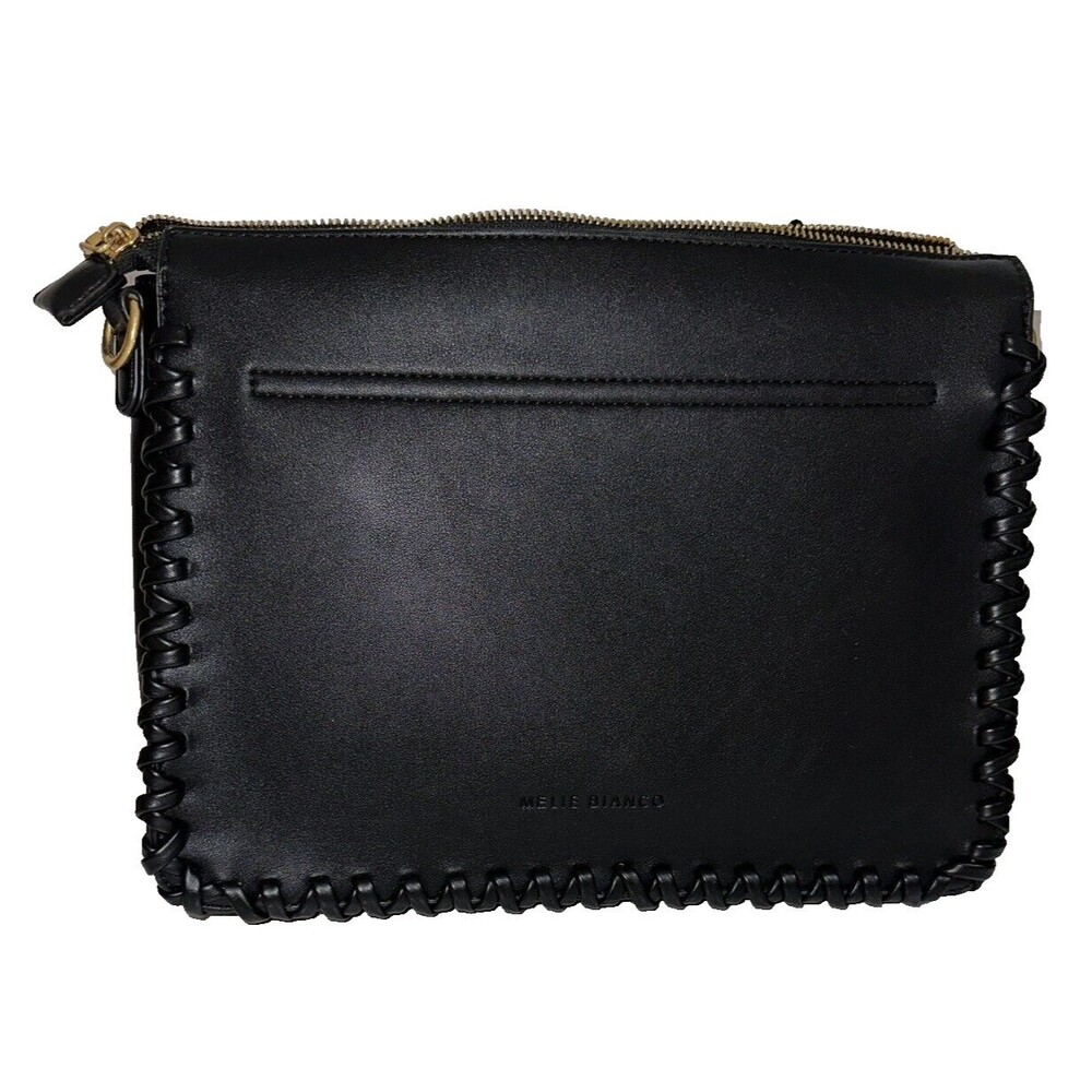 Melie Bianco Olivia Shoulder Satchel Bag Faux Leather Black Large No Strap EUC!